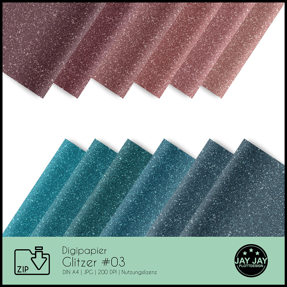 Digipapier-Set Glitzer03 (petrol, roségold)