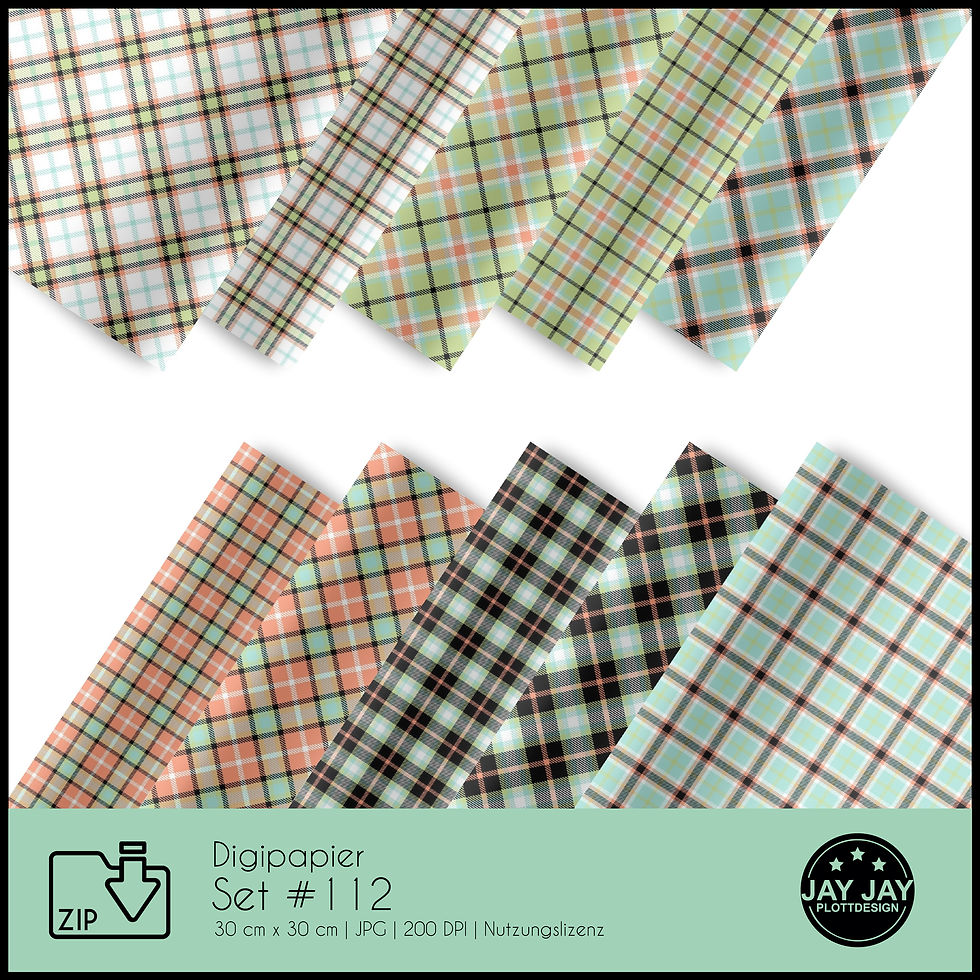 Digipapier-Set #112 (grün, blau, gelb, orange)