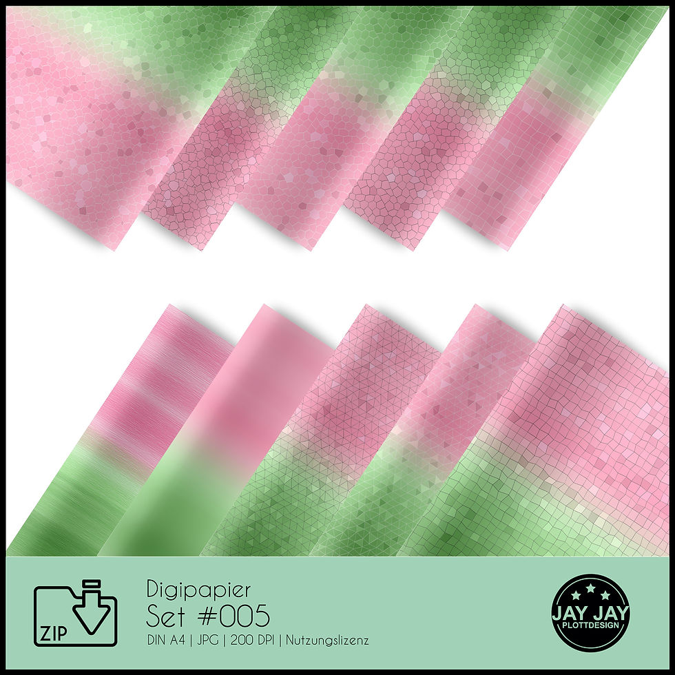 Digipapier-Set #005 (rosa, pink, grün)