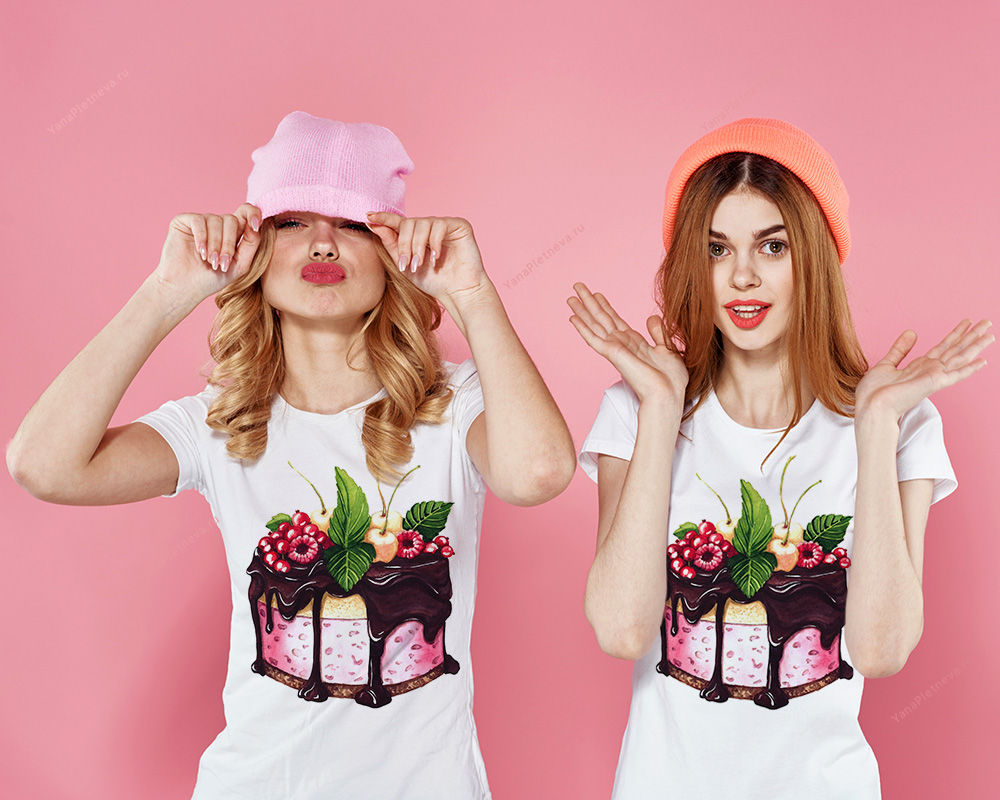 Футболка женская Шоколадный торт с фруктами