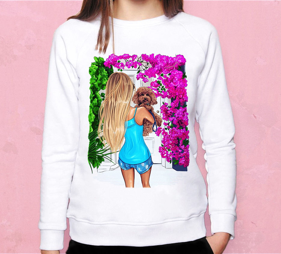 Свитшот Девушка с собачкой