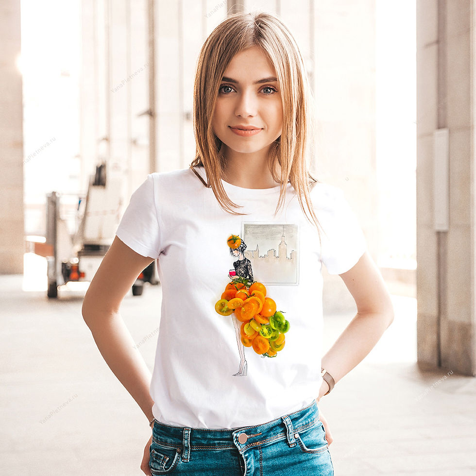 Футболка женская с принтом Девушка помидорка черри