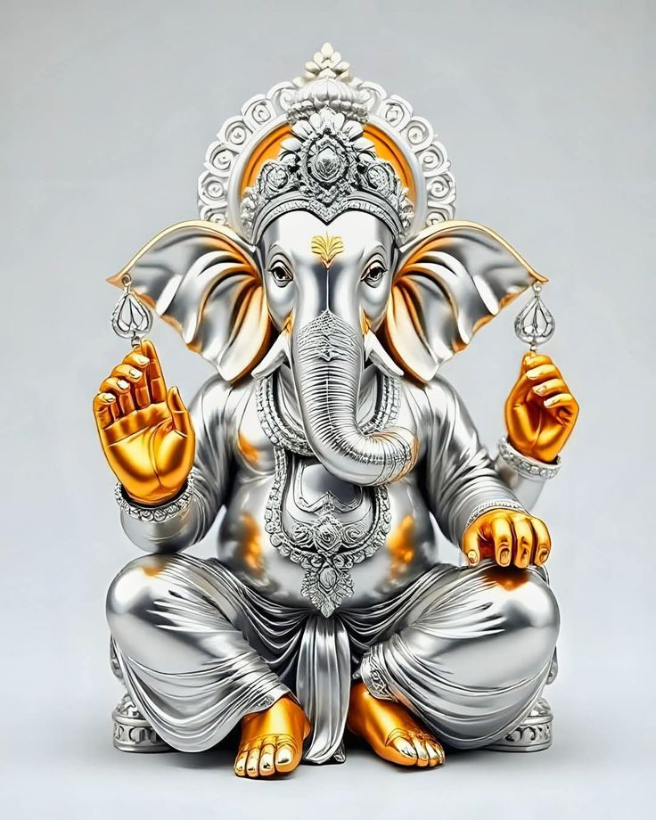 Thumbnail: Pure Silver Vinayagar (Ganesha) Statue