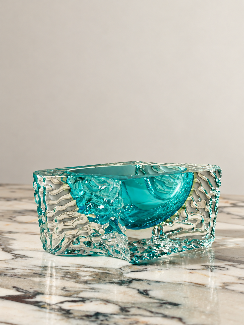 Turquoise Murano incudine glass bowl