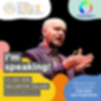 Bald man speaking on stage with mic and phone, Festival of Education text, vibrant colors. Event at Wellington College, 3-4 July 2025.