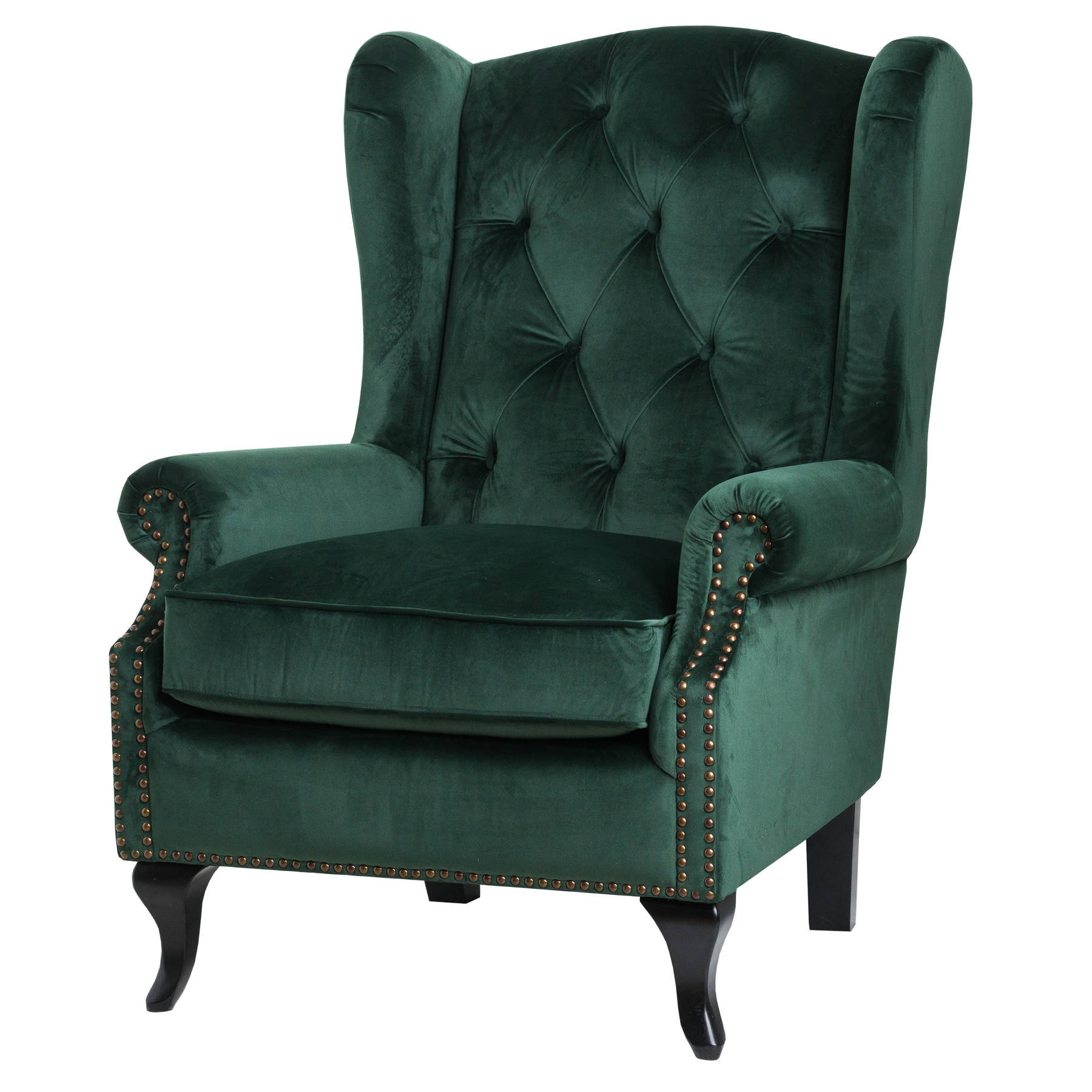 Vintage Green Velvet Chesterfield Style Wing Back Chair Website