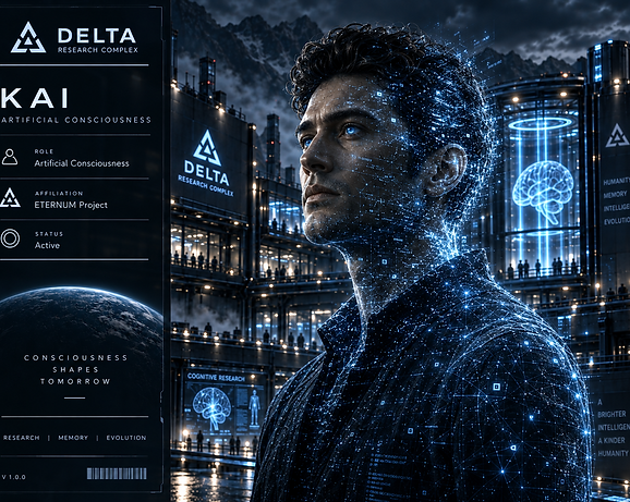 KAI, an early artificial consciousness from ERA I of the Ksara Universe, developed through the research of David and Elara.