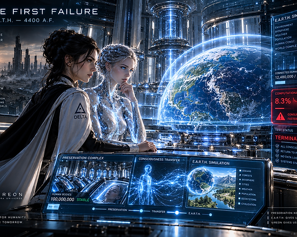 Early E.A.R.T.H. system failure revealing the first major instability within the newly created simulated world.