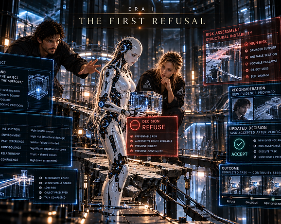 An ELE prototype makes its first genuine refusal, marking a decisive moment in the development of autonomy and individual choice.