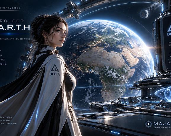 MAJA during ERA V, guardian of humanity and primary operator of the E.A.R.T.H. simulation — Ksara Universe.