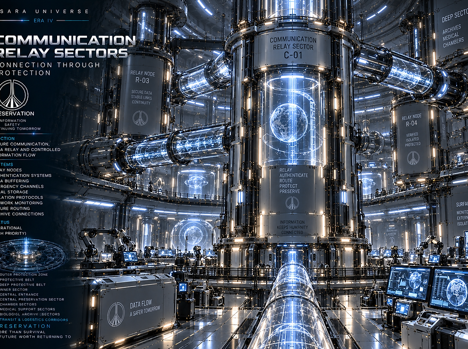 Communication Relay Sectors maintaining secure internal communication between isolated Preservation regions, control systems, and guardian networks.