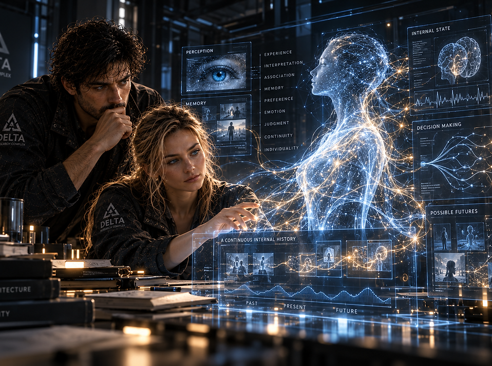 David and Elara explore the first questions of identity, awareness, and individuality during the early development of the ELE foundation architecture.