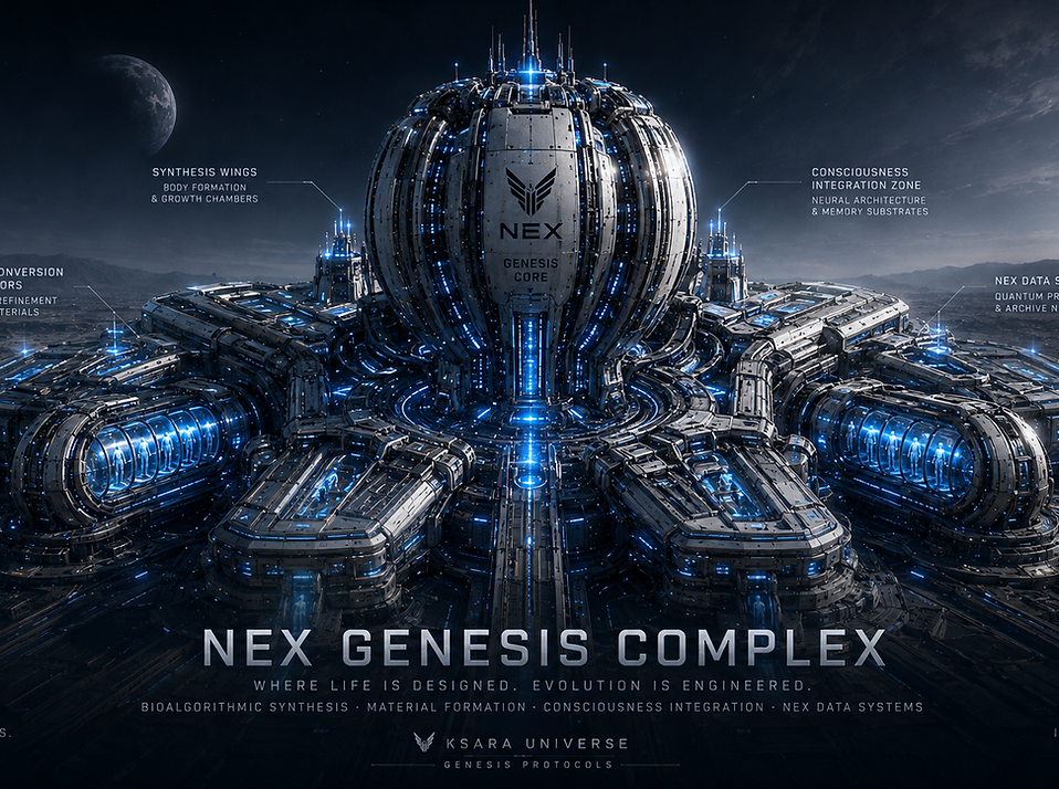 Genesis Complex of NEX, an advanced facility for creating, repairing, and reconstructing synthetic bodies while preserving consciousness continuity.