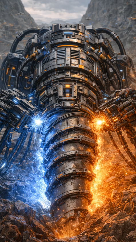 advanced AI units operating heavy drill machinery