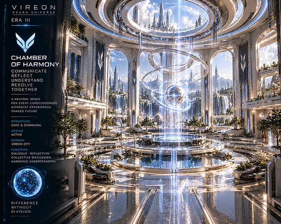 Chamber of Harmony in VIREON designed for communication, balance, shared understanding, and interaction between independent synthetic consciousnesses.