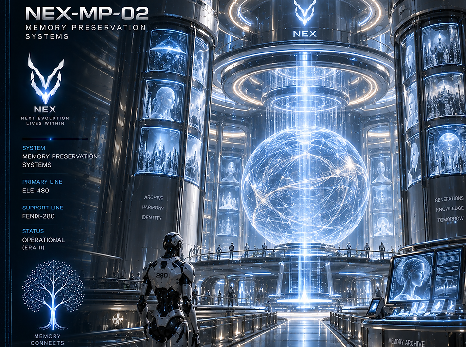 Memory Preservation Systems of NEX, protecting personal memories, historical archives, identity records, and the accumulated knowledge of synthetic civilization.