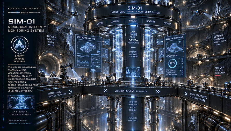 Structural Integrity Monitoring System continuously measuring stress, vibration, pressure, material fatigue, and structural stability throughout Preservation.