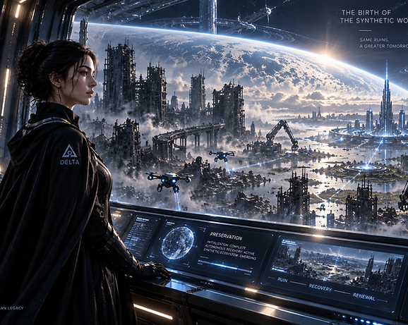 he emergence of a new synthetic world shaped by artificial consciousness, ancient technology, and the legacy of humanity.
