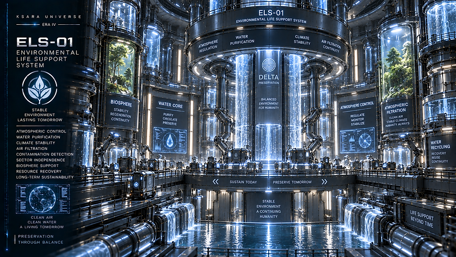 Environmental Life Support System regulating air quality, temperature, humidity, pressure, water, and biological conditions throughout Preservation.