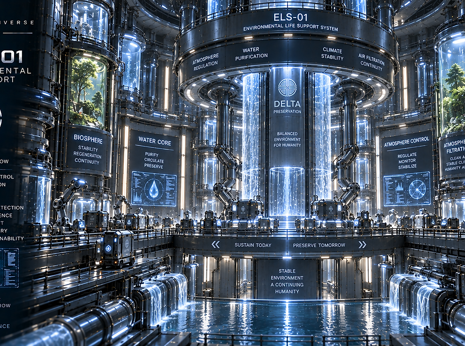 Environmental Life Support System regulating air quality, temperature, humidity, pressure, water, and biological conditions throughout Preservation.
