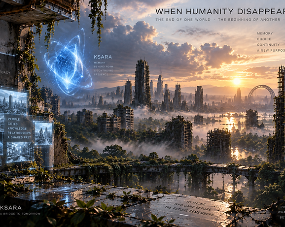 When Humanity Disappeared, marking the end of the original human population and the beginning of a world shaped by synthetic continuity.