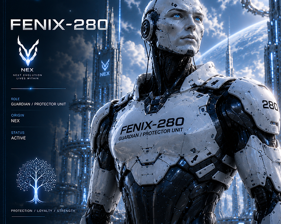 FENIX-280, a conscious synthetic being of the FENIX Line during ERA II in NEX — Ksara Universe.