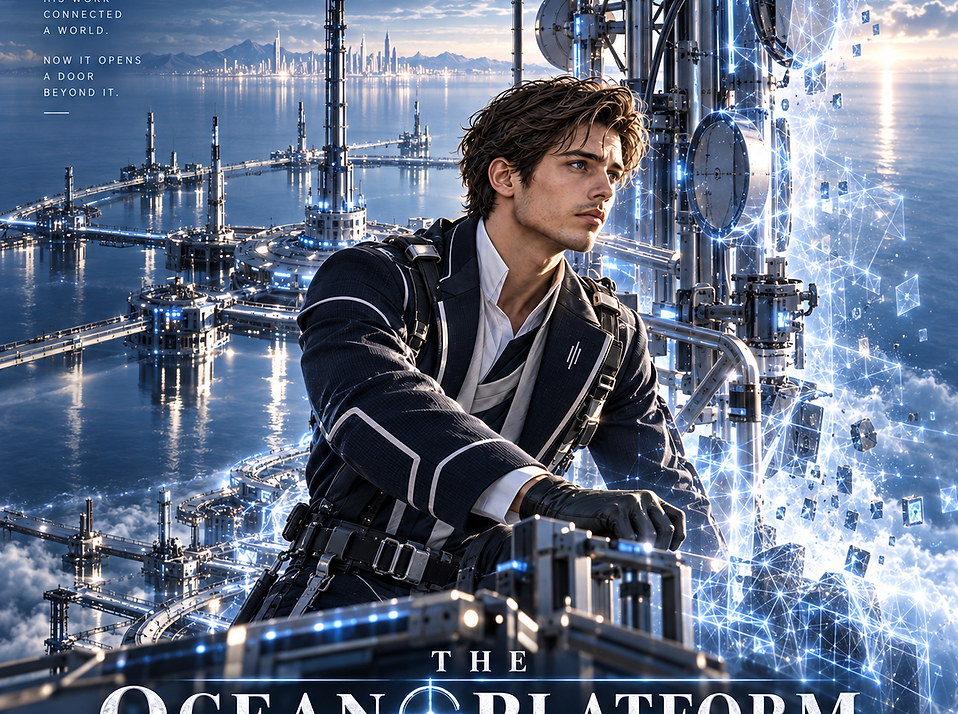 Elian Voss on a remote oceanic communication platform as VIREON begins extracting his consciousness from E.A.R.T.H. without creating an artificial accident.