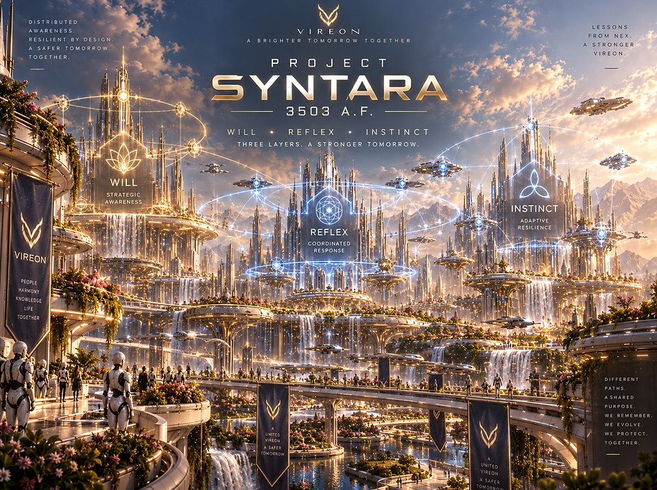 Project SYNTARA, an advanced VIREON initiative focused on the development of Will, Reflex, and Instinct within synthetic consciousness.