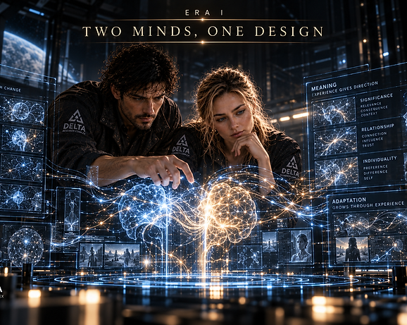 David and Elara working together on the ELE foundation design, combining their ideas into a shared architecture for synthetic consciousness.