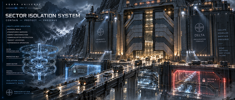 Sector Isolation System inside Preservation, designed to separate damaged or unstable areas and protect deeper preservation sectors.