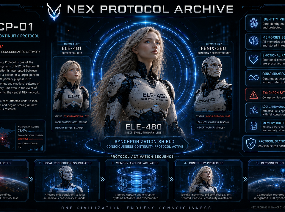 NEX-SR-08 Synthetic Recovery Protocol, a NEX recovery system designed to restore damaged synthetic units while preserving their identity and conscious continuity.