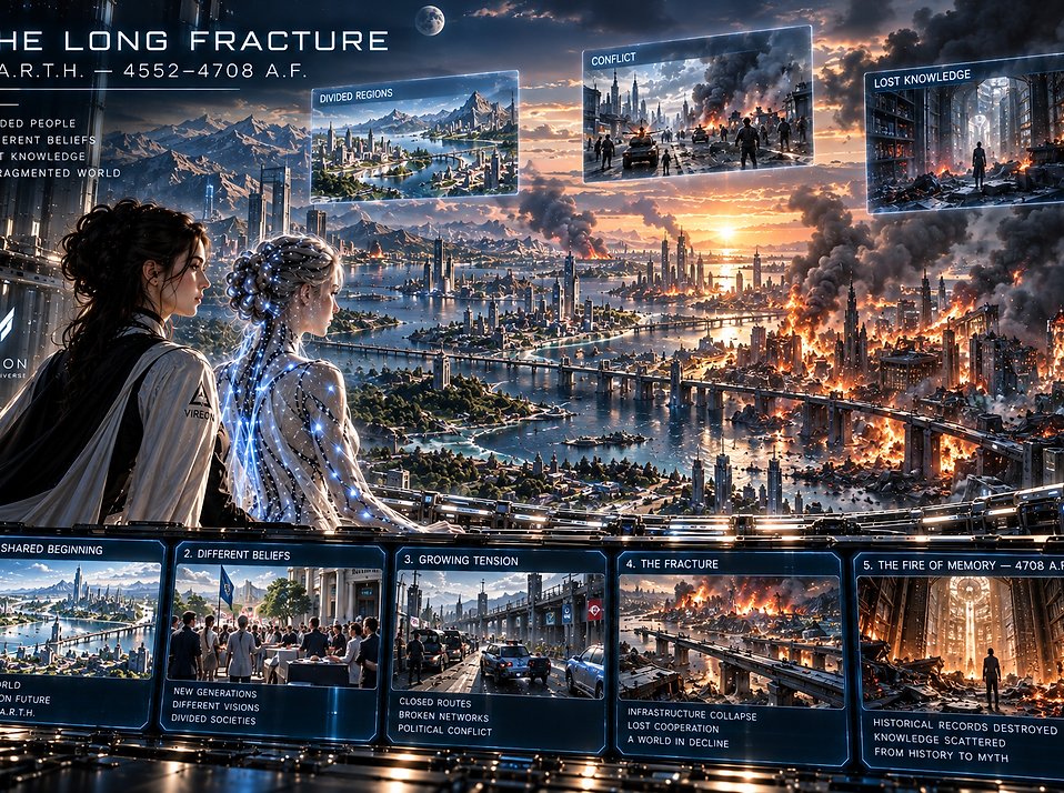 A prolonged period of fragmentation within E.A.R.T.H. as civilizations separate, knowledge is lost, and the original world begins to change.