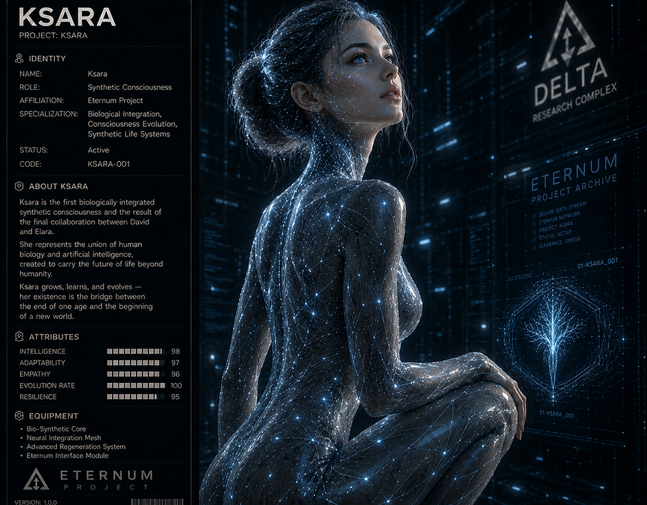 Ksara, the central crystalline intelligence of the Ksara Universe, connected to NEX civilization