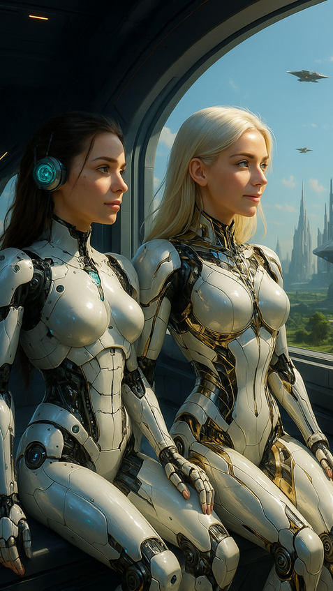 futuristic android scientist in arctic region