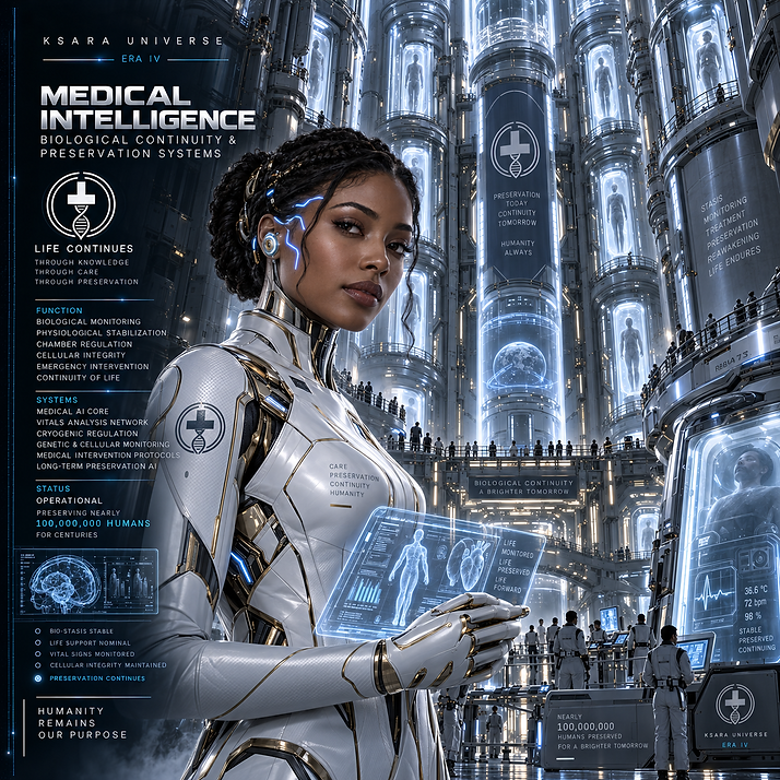 Medical Intelligence — Preservation medical intelligence supervising human health, cryogenic preservation, life-support systems, biological monitoring, and emergency medical response.