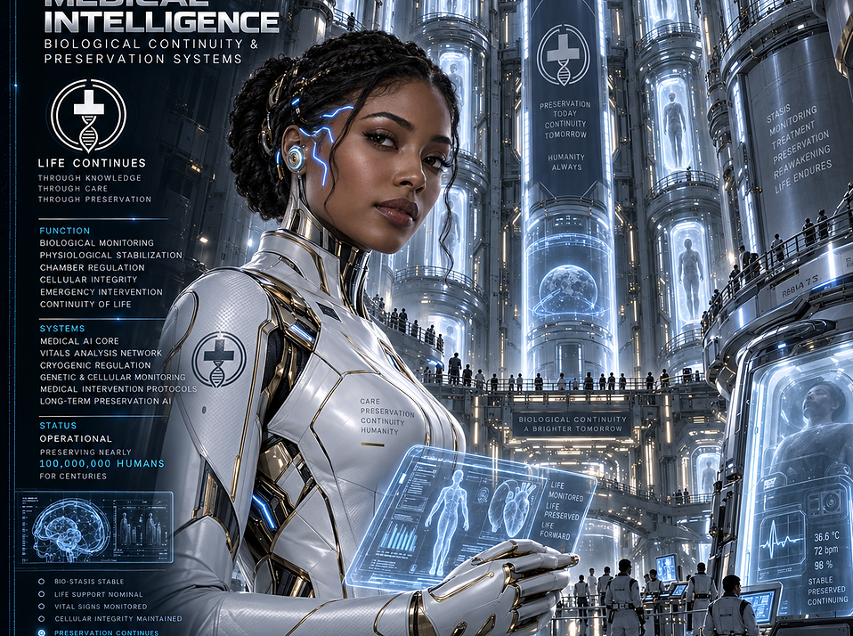 Medical Intelligence — Preservation medical intelligence supervising human health, cryogenic preservation, life-support systems, biological monitoring, and emergency medical response.
