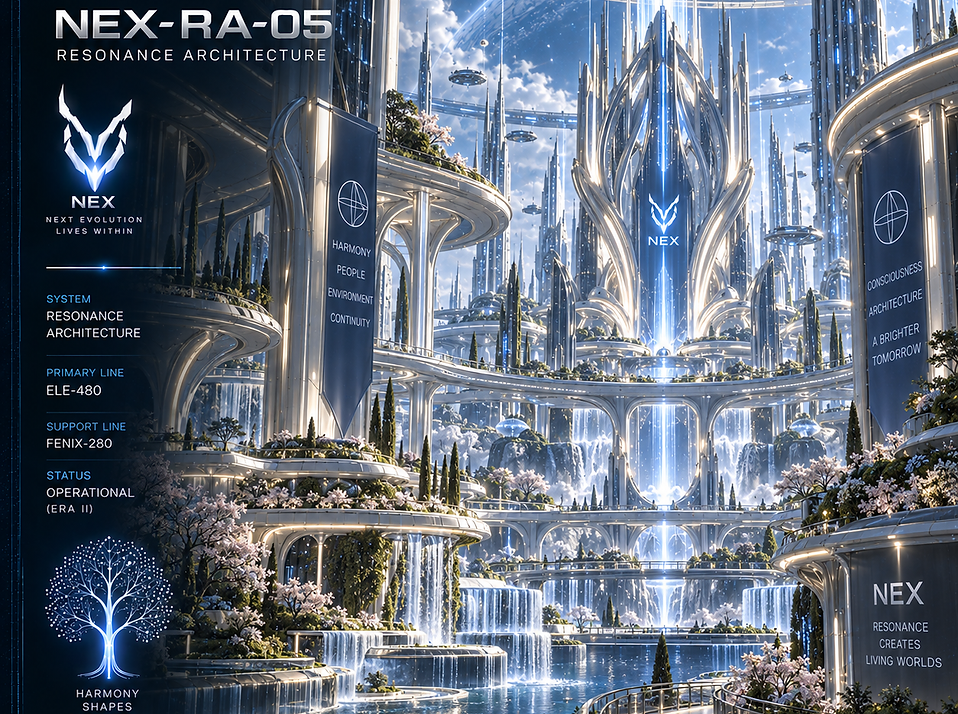 Resonance Architecture of NEX, integrating harmonic and consciousness-responsive systems directly into the structures and infrastructure of the civilization.