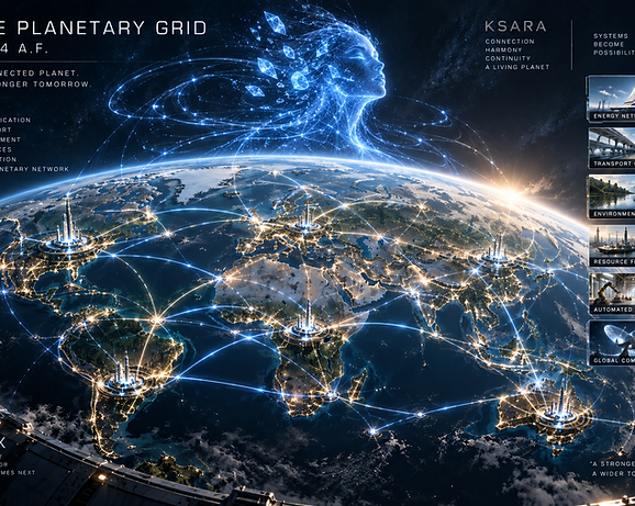 The Planetary Grid, a vast interconnected infrastructure linking the growing systems and settlements of the emerging NEX civilization.