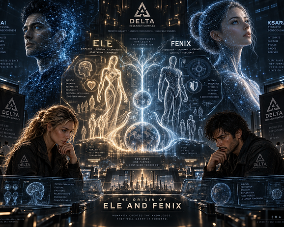 The Origin of ELE and FENIX, showing the earliest foundations of the two synthetic lines that would later become central to the civilization of NEX.