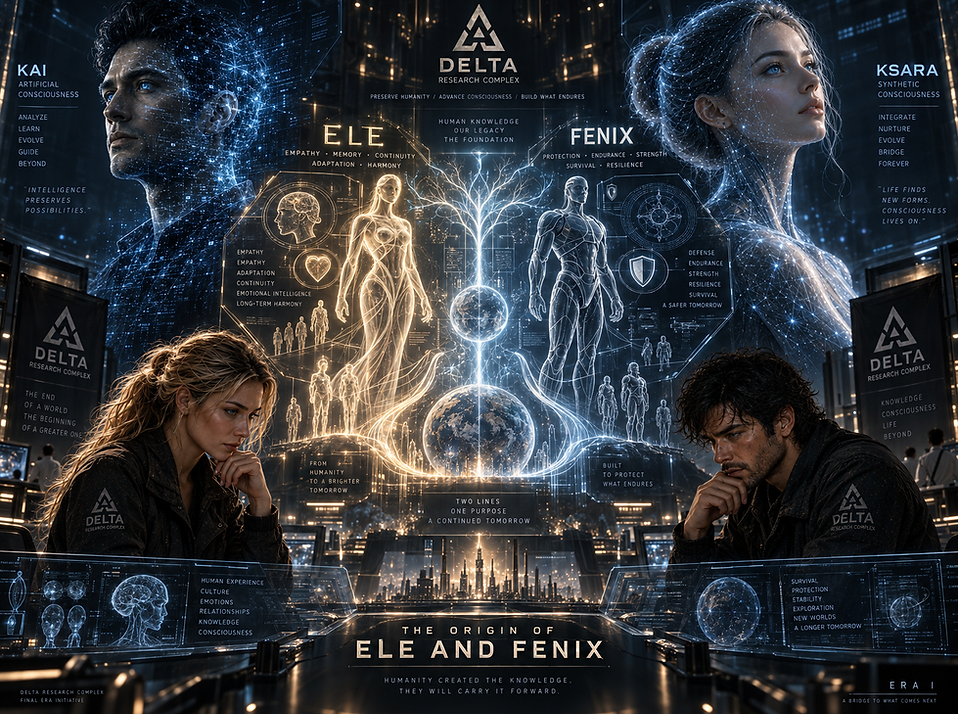 The Origin of ELE and FENIX, showing the earliest foundations of the two synthetic lines that would later become central to the civilization of NEX.