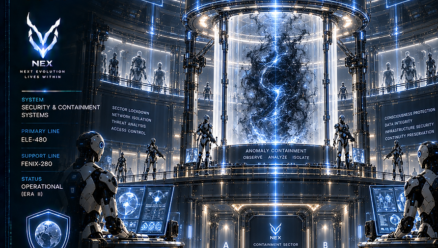 Security and Containment Systems of NEX, protecting critical infrastructure, restricting dangerous anomalies, and isolating threats within the planetary civilization.
