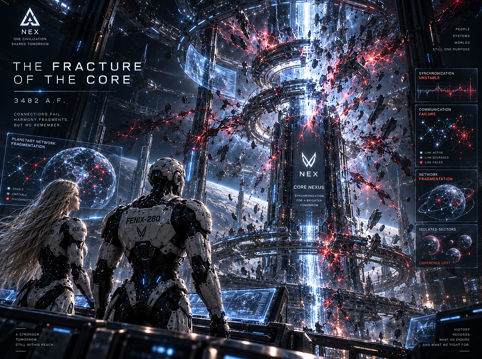 The fracture of the NEX Core, a catastrophic failure that accelerated the collapse of the planetary civilization and its central systems.