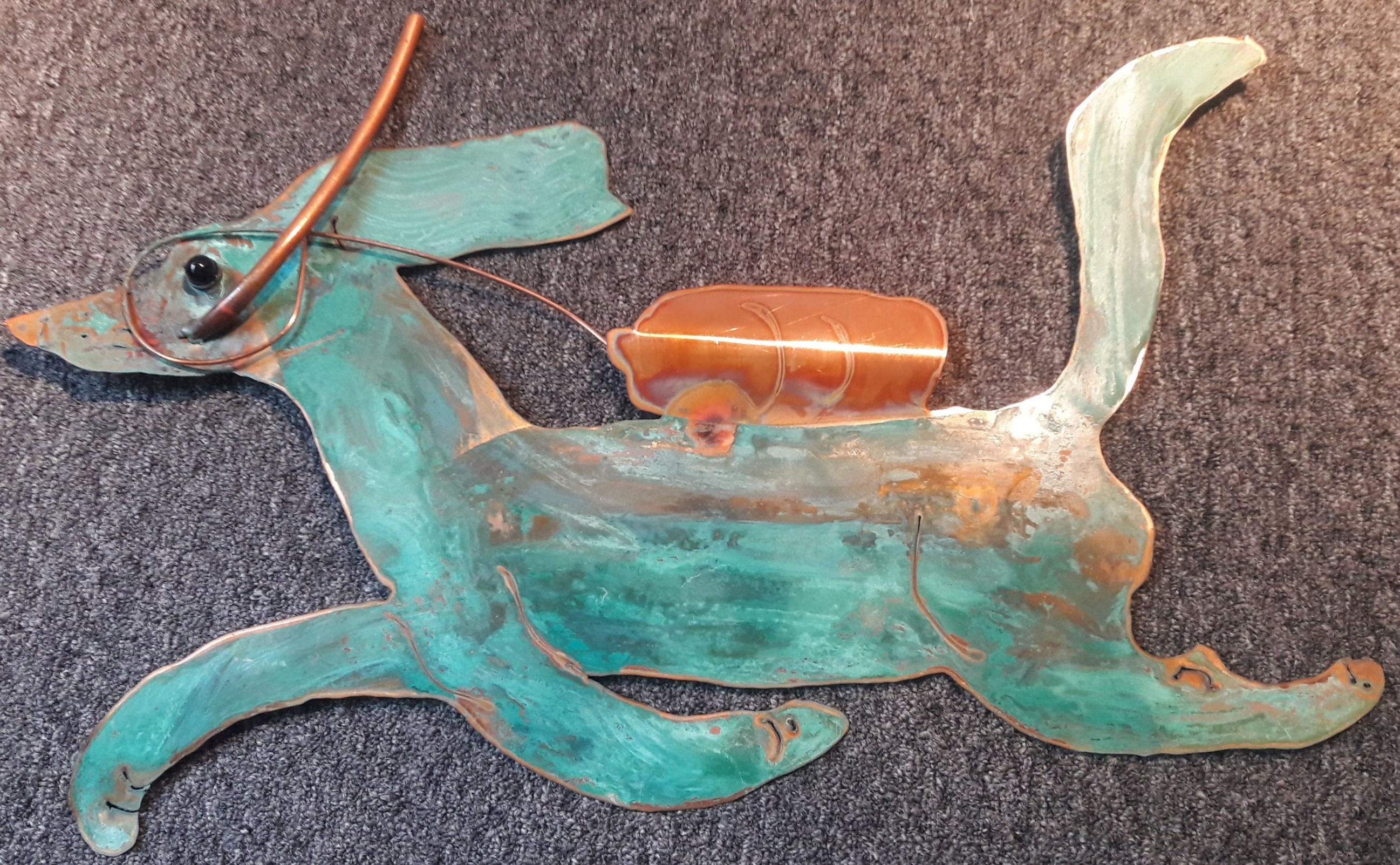 Verdigris copper Scuba dog