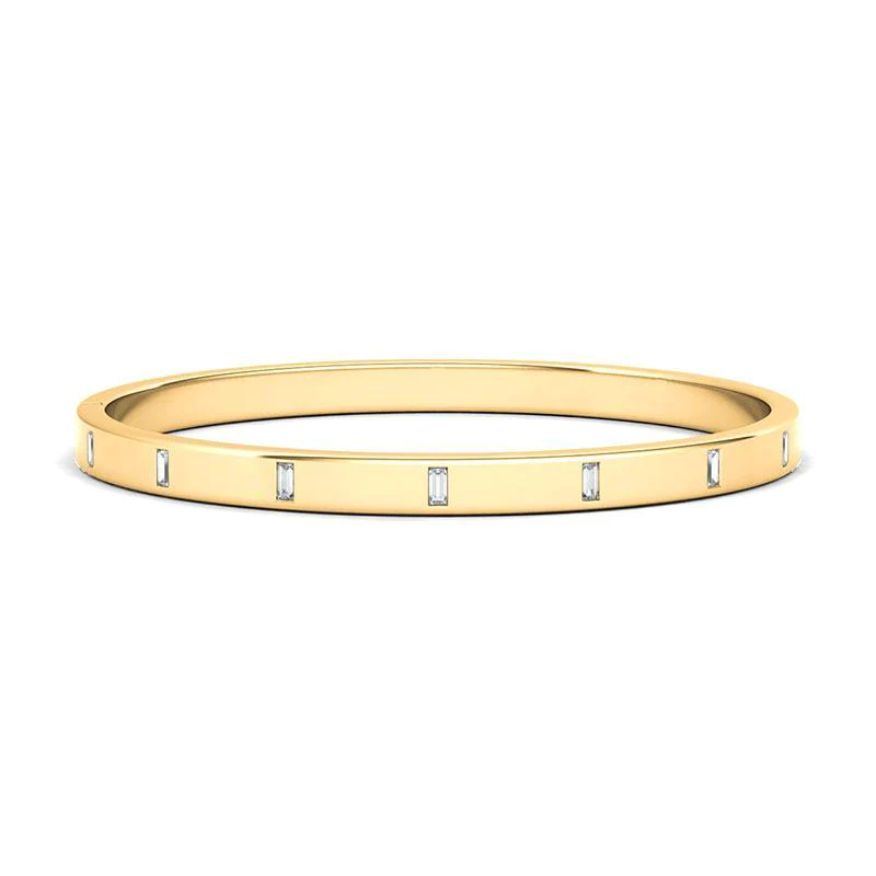Vertical Baguette Diamond Distance Bangle Ziva Jewelry
