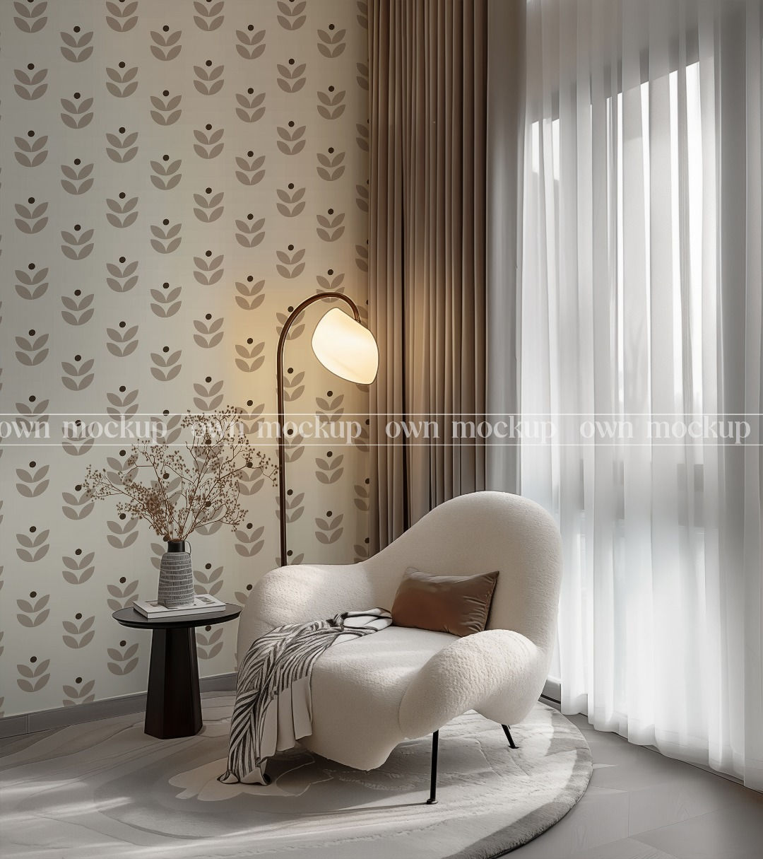 Reading nook wallpaper mockup