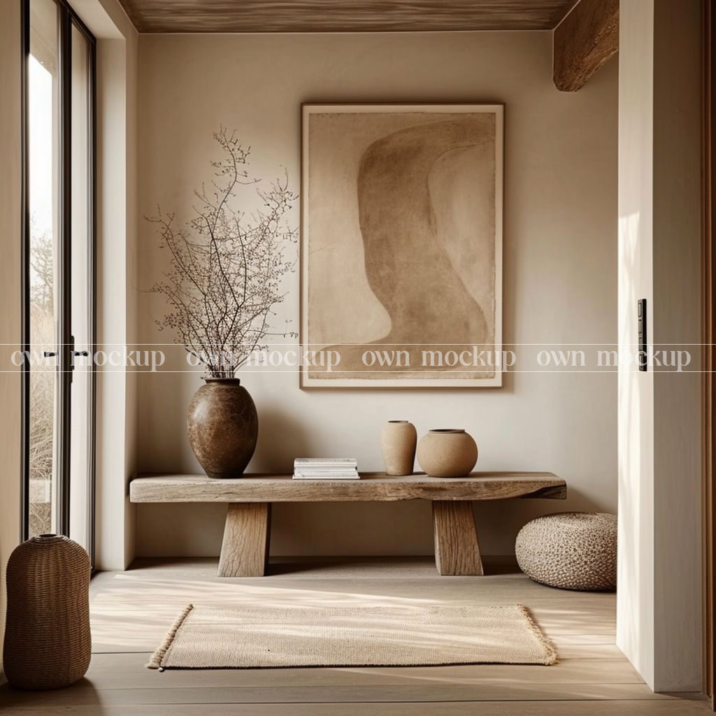 Hall entrance mockup japandi style