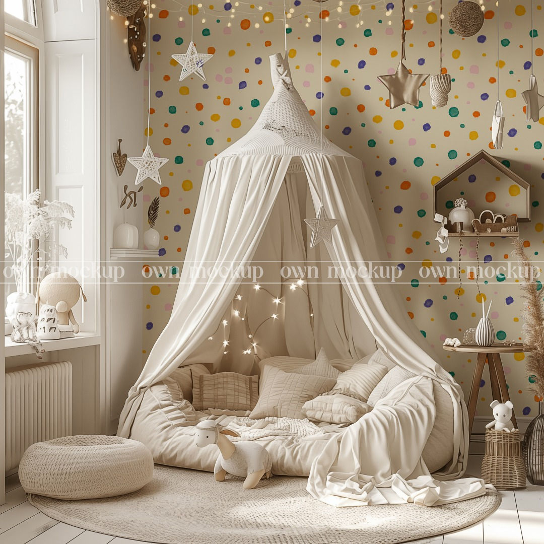 Kid room wallpaper mockup