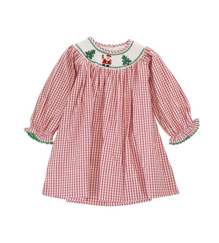gingham christmas dress Christmas Red Gingham Smocked Reindeer Play Wear Dress 12M
