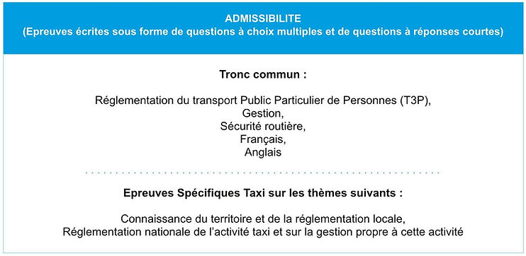 Admissibilité examen taxi isère