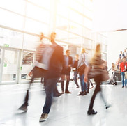 Business people walking through the city, blurred.